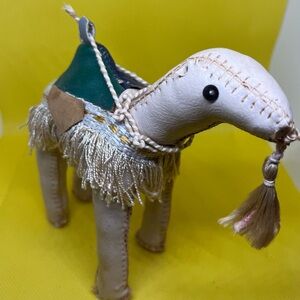 Vintage Stuffed Leather Souvenir Camel of Middle East